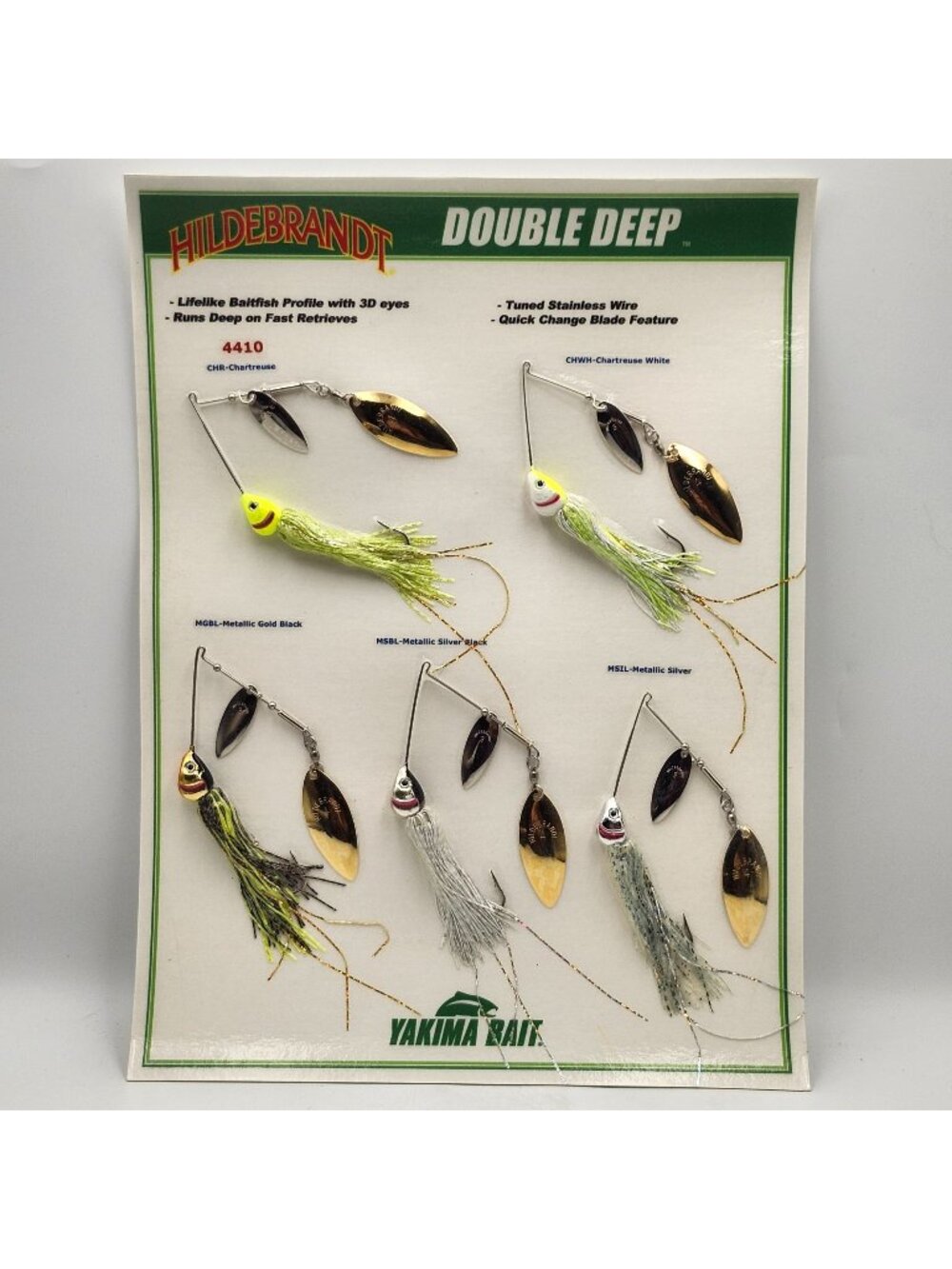 Yakima Baits Hildebrandt Double Deep Spinnerbait Display Sample Board 823611